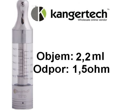 Kangertech T3D clearomizer 1,5ohm 2,2ml Clear