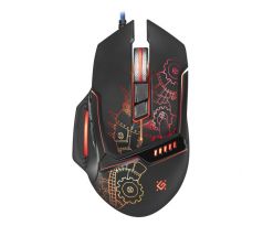 Defender Myš Kill,em All GM-480L, 3200DPI, optická, 8tl., 1 kolečko, drátová USB, černá, herní, podsvícená