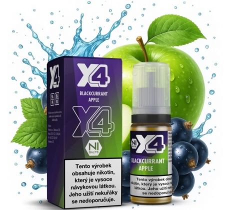Liquid X4 Bar Juice - Černý rybíz a jablko (Blackcurrant Apple) 10ml - 10mg
