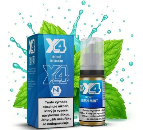 Liquid X4 Bar Juice - Čerstvá máta (Fresh Mint) 10ml - 10mg