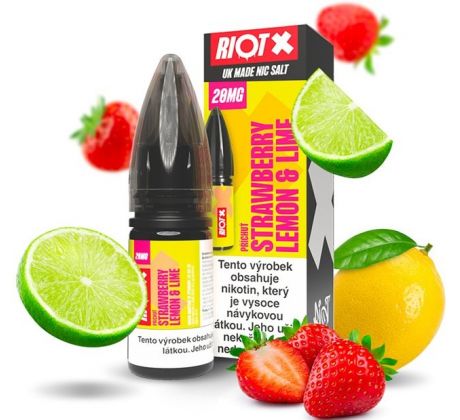 Liquid RIOT X Salt Strawberry Lemon & Lime (Jahoda, citron a limetka) 10ml-20mg