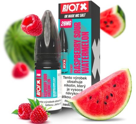Liquid RIOT X Salt Raspberry Sour Watermelon (Malina a vodní meloun) 10ml-20mg